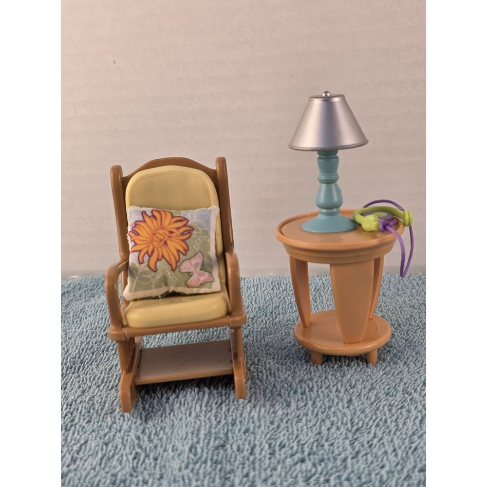 Fisher Price Loving Family Dollhouse Rocking Chair With Pillow And Nightstand
